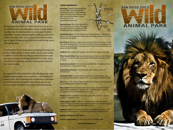 San Diego Zoo's Wild Animal Park Brochure (trifold)